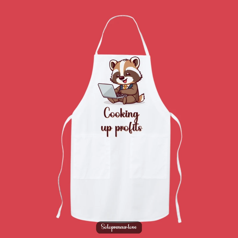 Funny Badger Business Apron: Laptop Typer for Kitchen Success
