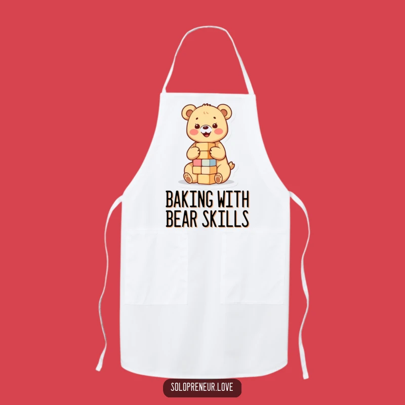 Funny Bear Cub Blocks Apron: Adorable Kitchen Wear for Playful Cooks