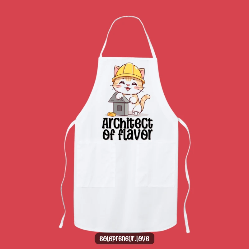 Funny Hard Hat Cat Apron: Whimsical Construction Feline Cooking Gift
