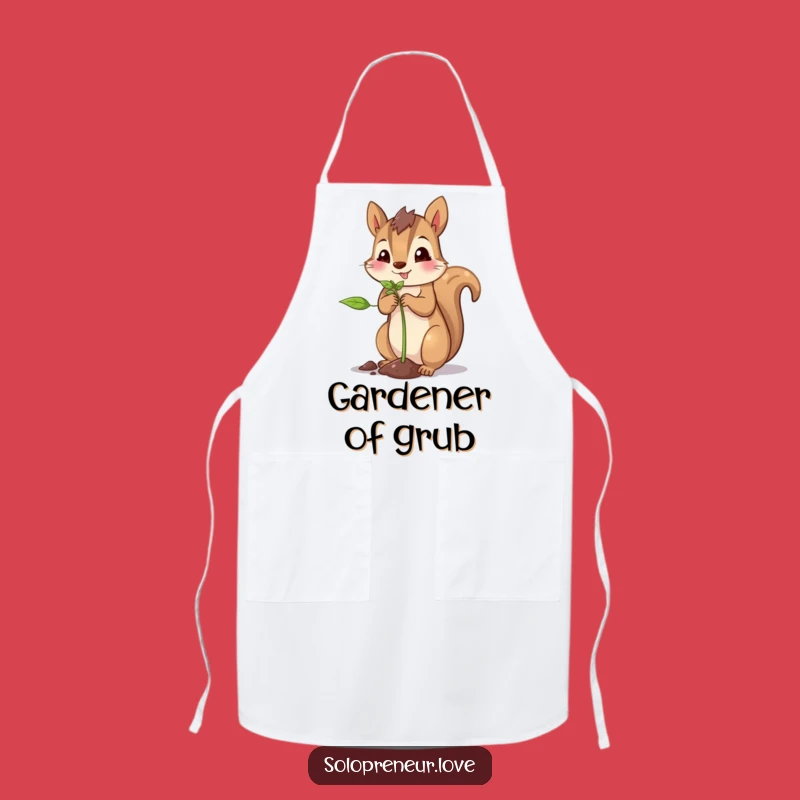 Funny Squirrel Planting Apron: Proud Gardener Feline Kitchen Gift
