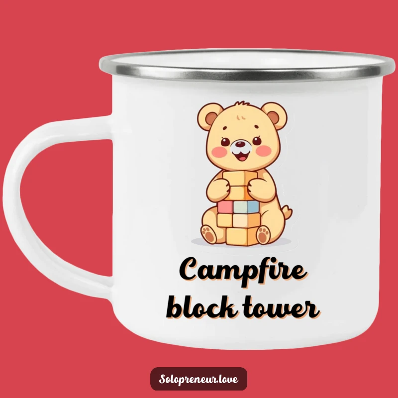 Funny Bear Cub Blocks Camping Mug: Durable & Adorable Outdoor Companion