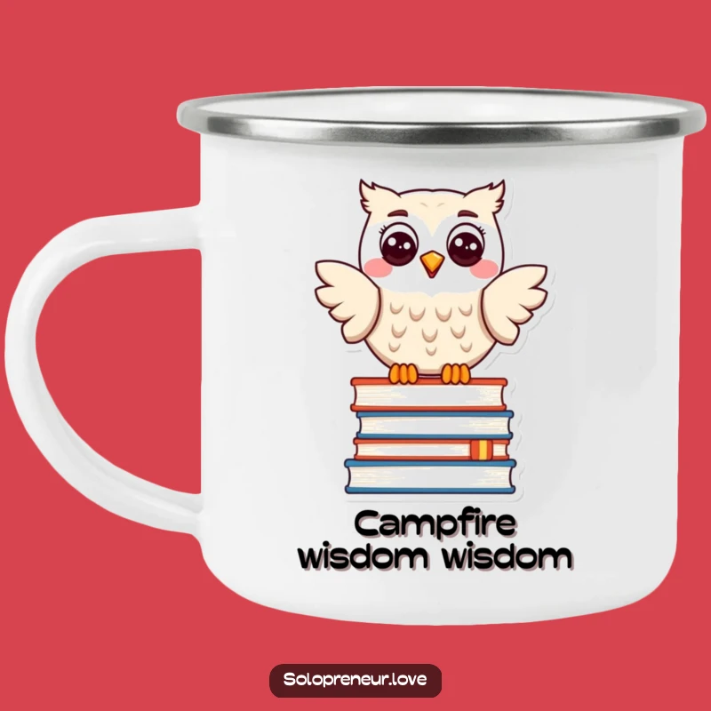 Funny Owl Book Lover Camping Mug – Wise Sips for Happy Campers.