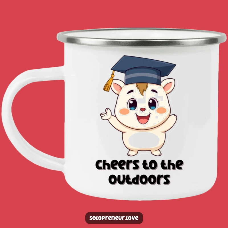 Funny Graduation Creature Camping Mug: Outdoor Grad, Cheerful Explorer, Adventure Funny Gift