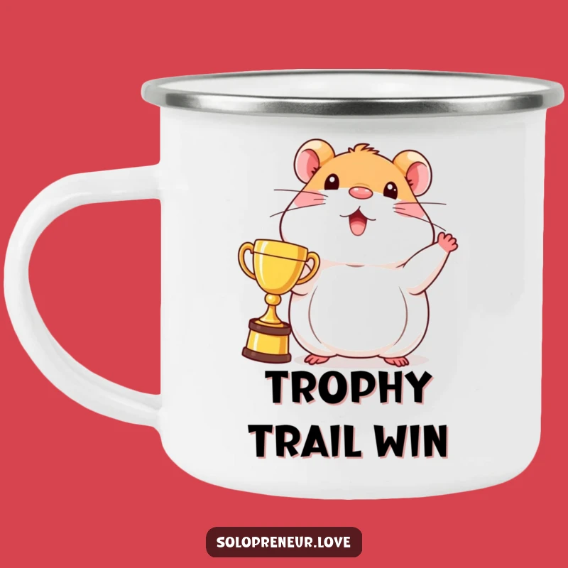 Funny Hamster Trophy Camping Mug: Durable Champion Character for Outdoor Victories