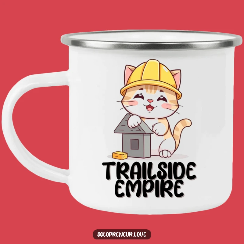 Funny Hard Hat Cat Camping Mug: Durable Construction Feline Outdoor Gift