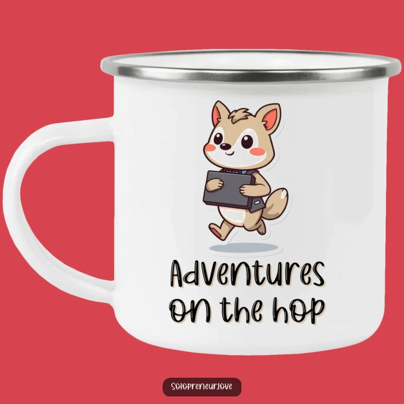 Funny Hopping Executive Camping Mug: Outdoor Jumper, Briefcase Buddy, Adventure Funny Gift
