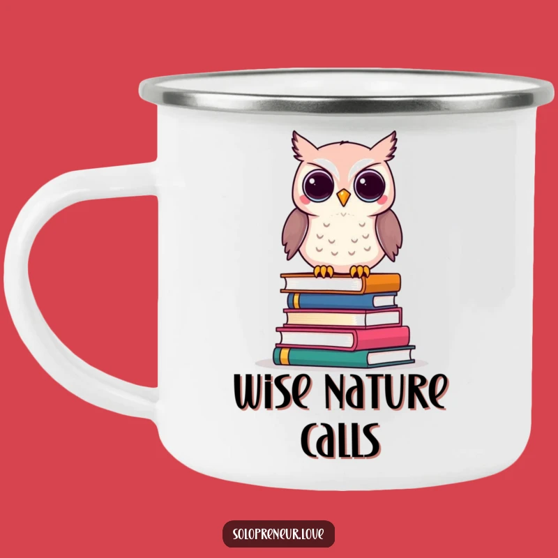 Funny Owl Business Books Camping Mug: Smart Sips for Outdoor Thinkers