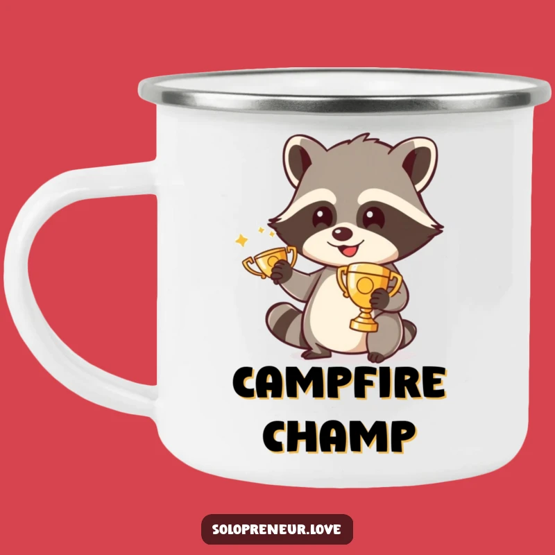 Funny Raccoon Camping Mug: Adventure and Humor with This Trophy Polishing Enamel Cup