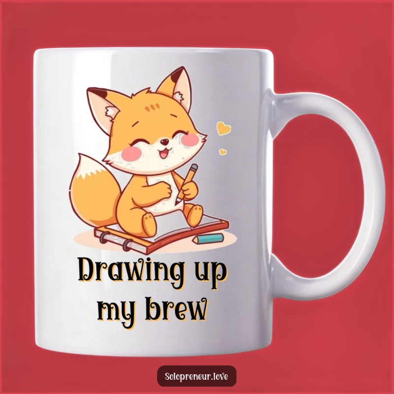 Funny Fox Artist Mug: Gleeful Sketching Notepad Lover Gift