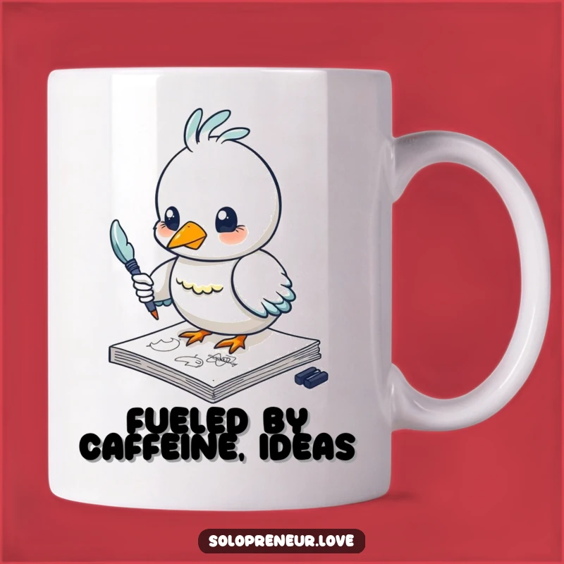 Funny Bird Mug: Creative Sketching Character, Perfect Gift for Artists