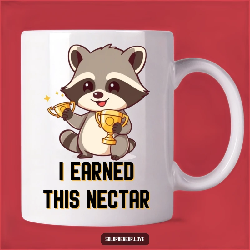 Funny Raccoon Polishing Trophy Mug: A Hilarious Winner's Gift for Diploma Holders