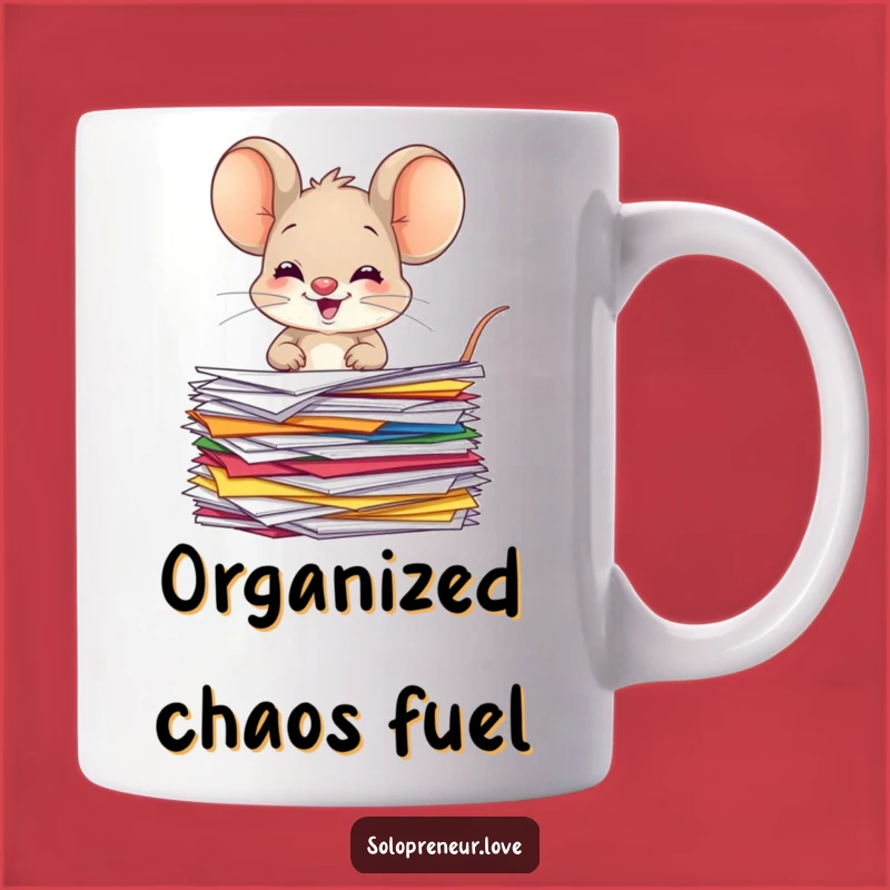 Funny Giggling Mouse Mug: Organized Papers Character - Humorous Gift for Tidy Souls