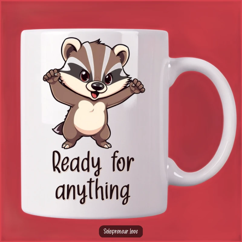 Funny Courageous Badger Mug: Confident Pose Character - Bold Gift for Brave Souls