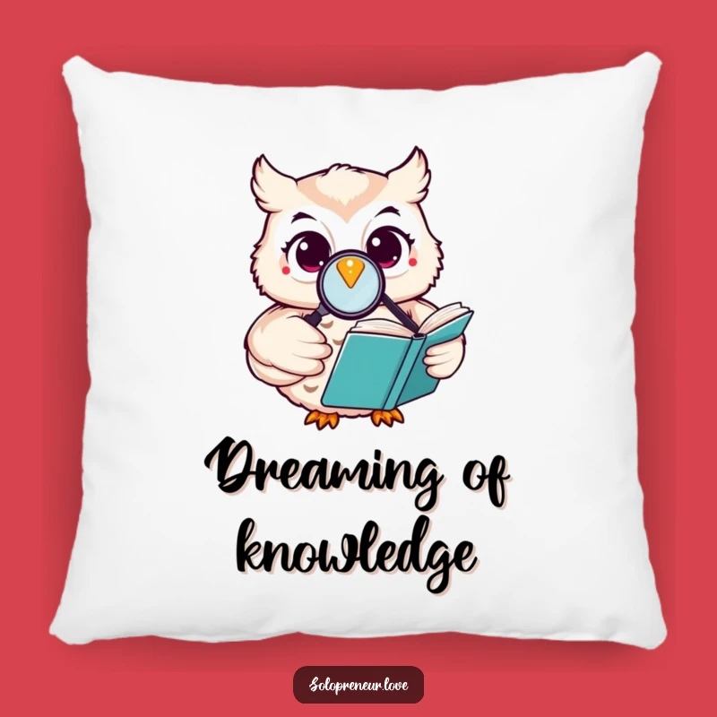 Funny Happy Owl Pillow: Reading Book Magnifying Glass - Cozy Comfort for Bookish Souls