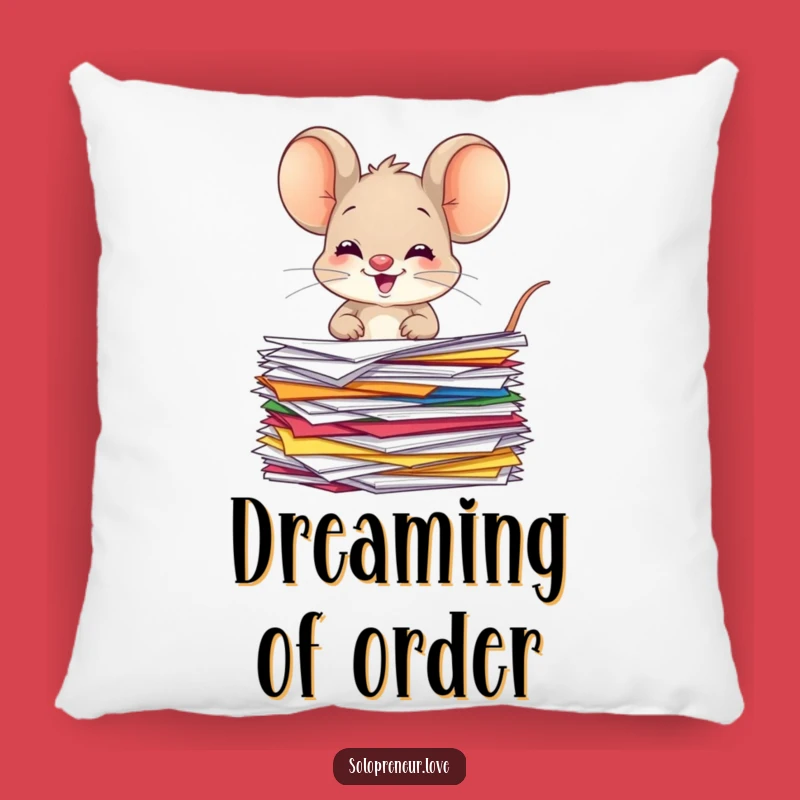 Funny Giggling Mouse Pillow: Organized Papers Character - Cozy Comfort with a Cheerful Vibe