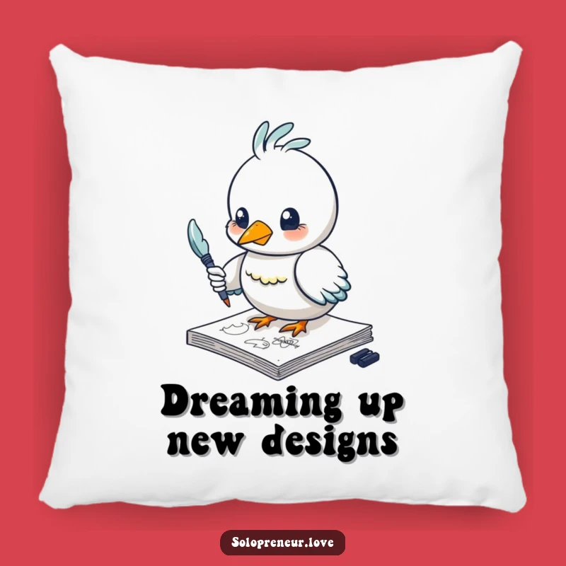 Funny Bird Pillow: Soft Comfort with Artistic Sketching Character Design