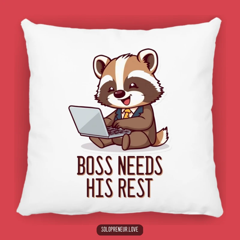 Funny Badger Business Pillow: Laptop Typer for Comfy Office
