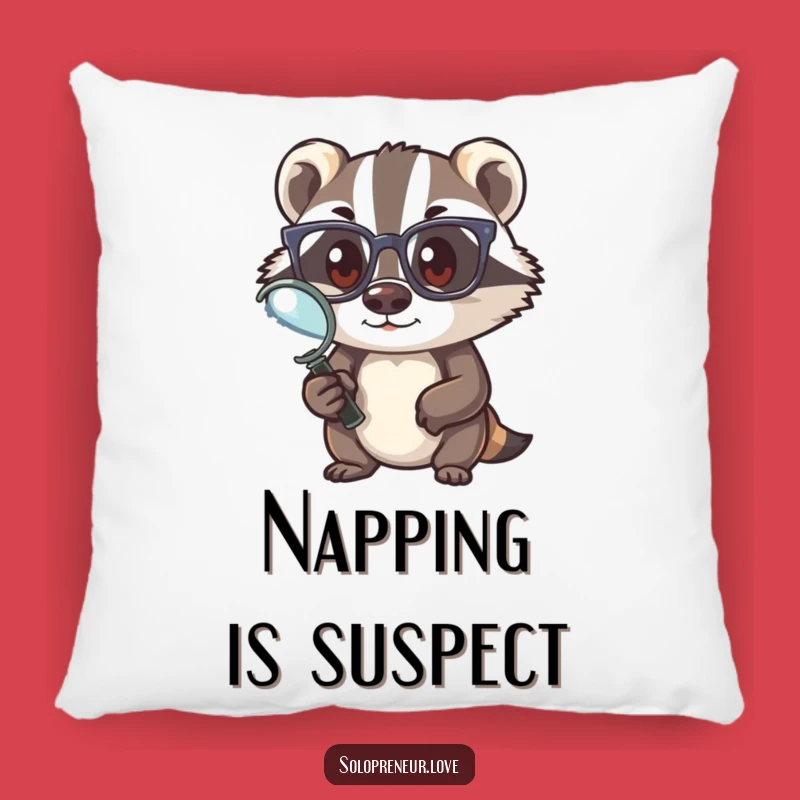Funny Badger Detective Pillow - Comfy and Clever Funny Gift for Lounging