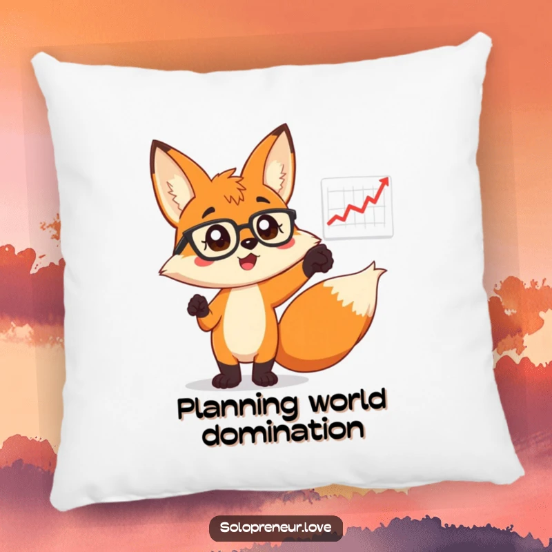 Funny Fox in Glasses Pillow: A comfortable pillow featuring a fox pointing at a chart, perfect for a smart and cozy vibe.