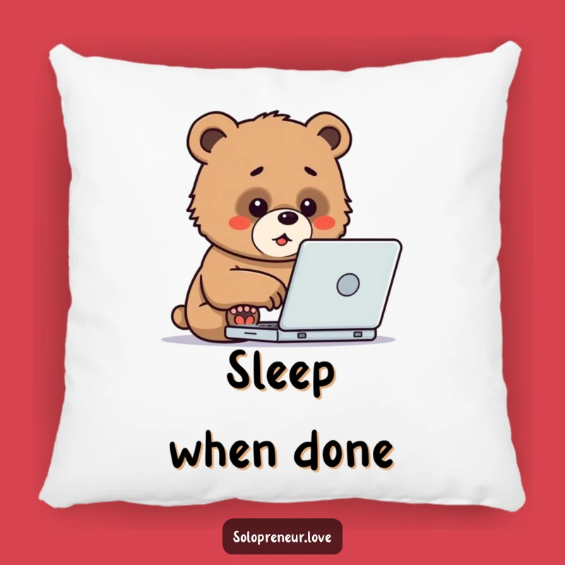 Funny Bear Cub Laptop Pillow: Cozy Comfort & Workstation Vibes!