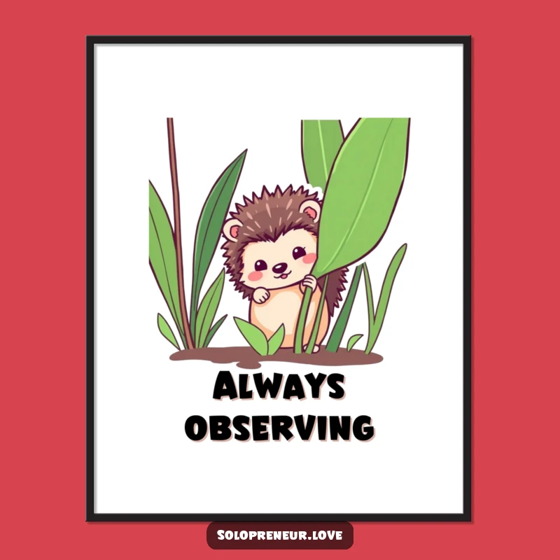 Funny Hedgehog Garden Digital Print - Whimsical Decor, A Charming Funny Gift