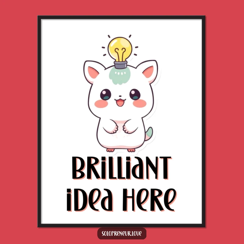 Funny Idea Creature Digital Art: Lightbulb Print for Instant Genius