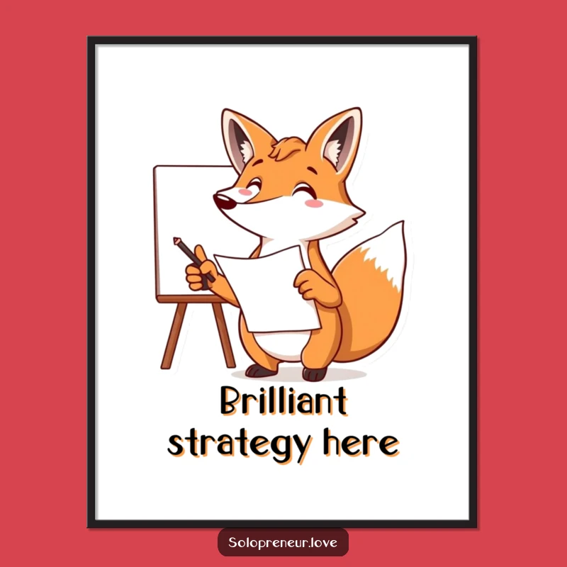 Funny Fox Plan Digital Art Print - Instant Strategic Decor!