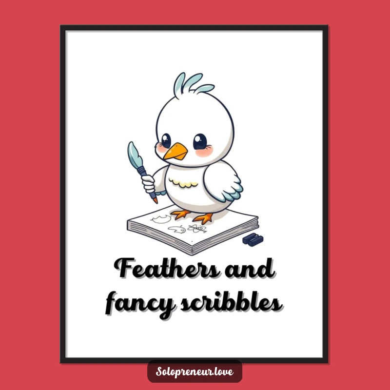 Funny Bird Digital Art: Creative Sketching Character, Humorous Decor