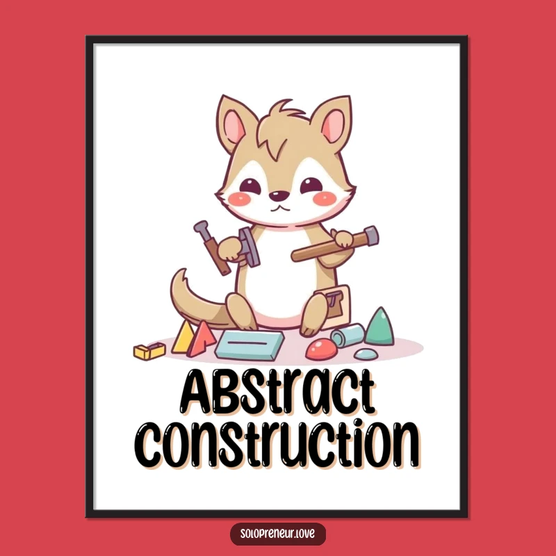 Funny Builder Animal Digital Art: Determined Creator Print, Instant Decor