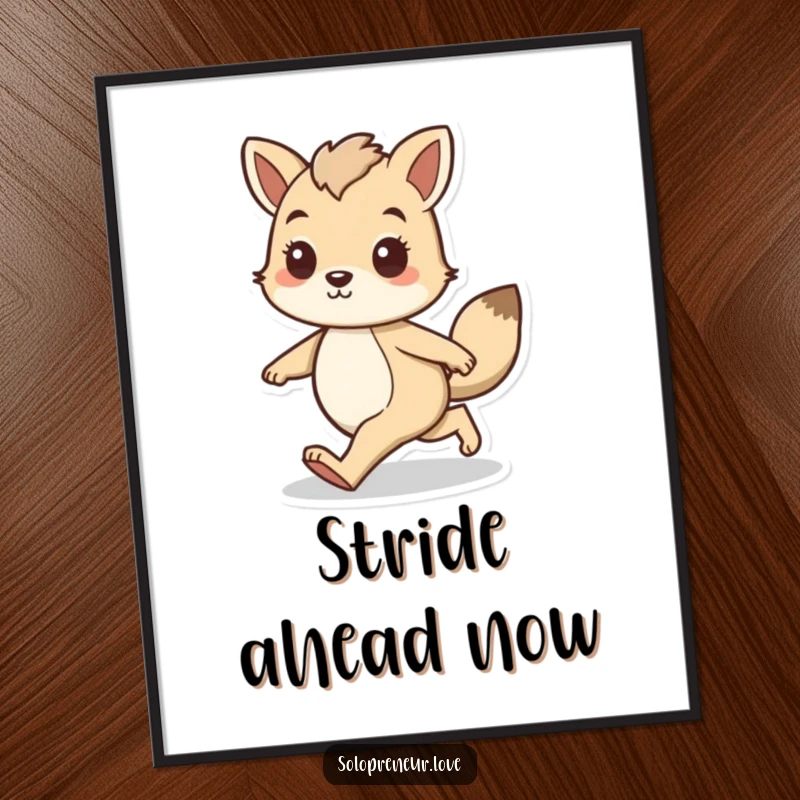 Funny digital art of an animal character walking forward with a confident stride, perfect for screens, symbolizing determination.