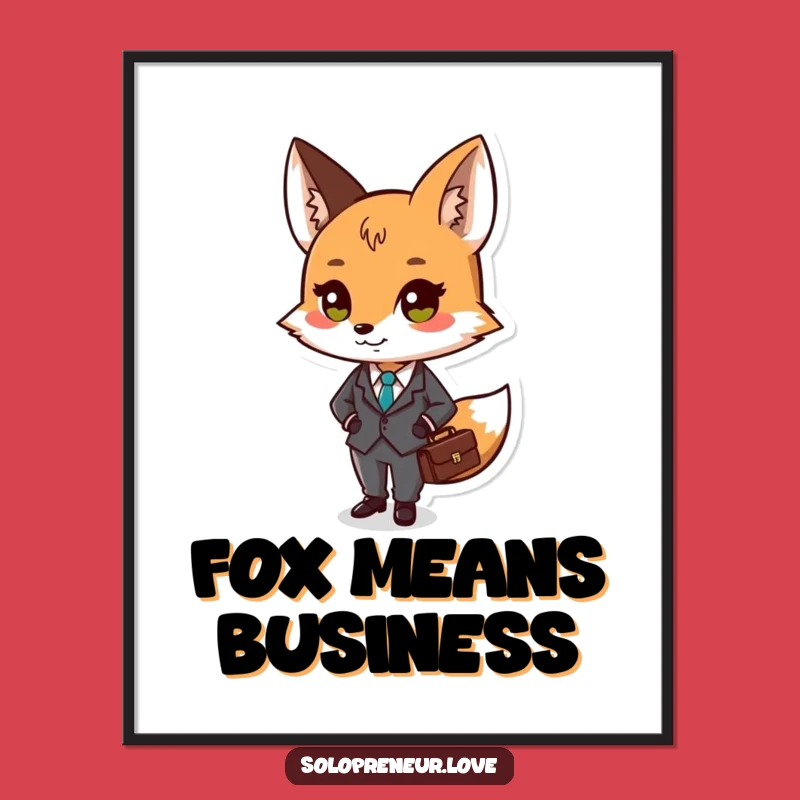 Funny Fox Digital Art Print - Business Suit, Instant Professional Funny Gift