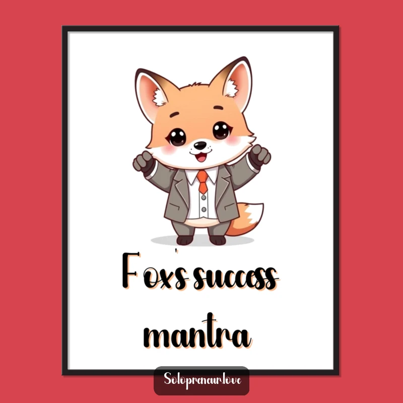 Funny Kawaii Fox Business Success Digital Art: Instant Motivation!