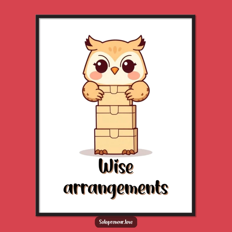Funny Owl Organizer Digital Print: Box Stacker Art