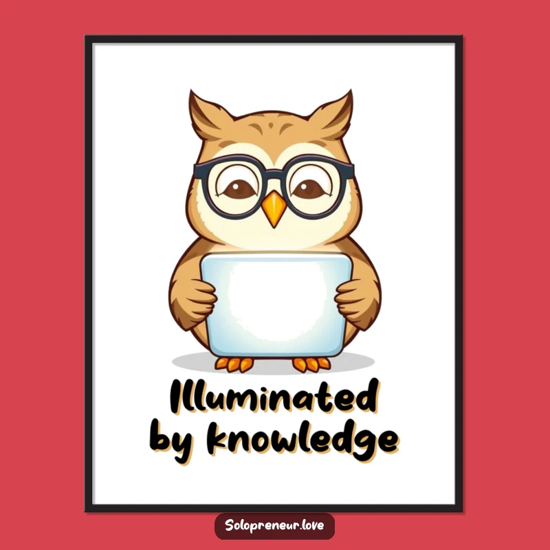 Funny Owl Reading Digital Art: Wise Wall Decor - Unique Funny Gift!