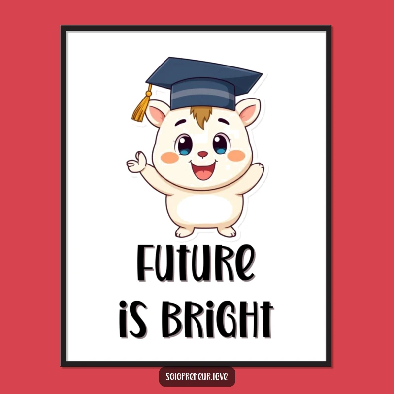 Funny Graduation Creature Digital Art: Grad Celebration, Cheerful Art, Instant Funny Gift