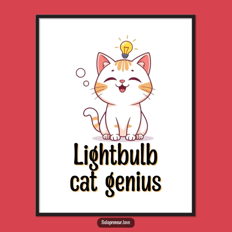 Funny Cat Lightbulb Digital Print - Genius Art, Instant Gift