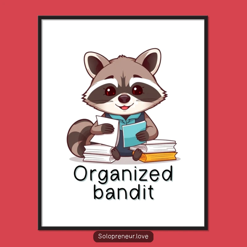 Funny Raccoon Organizer Digital Art: Instant Motivation for Your Space