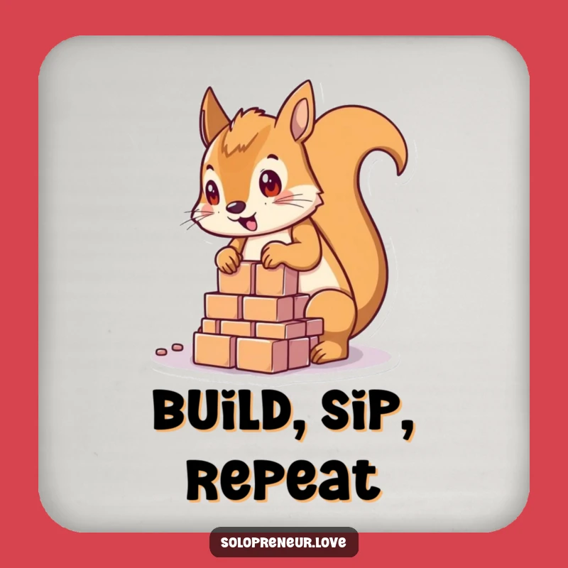 Funny Squirrel Building Blocks Drink Coaster: Protect Your Surfaces!