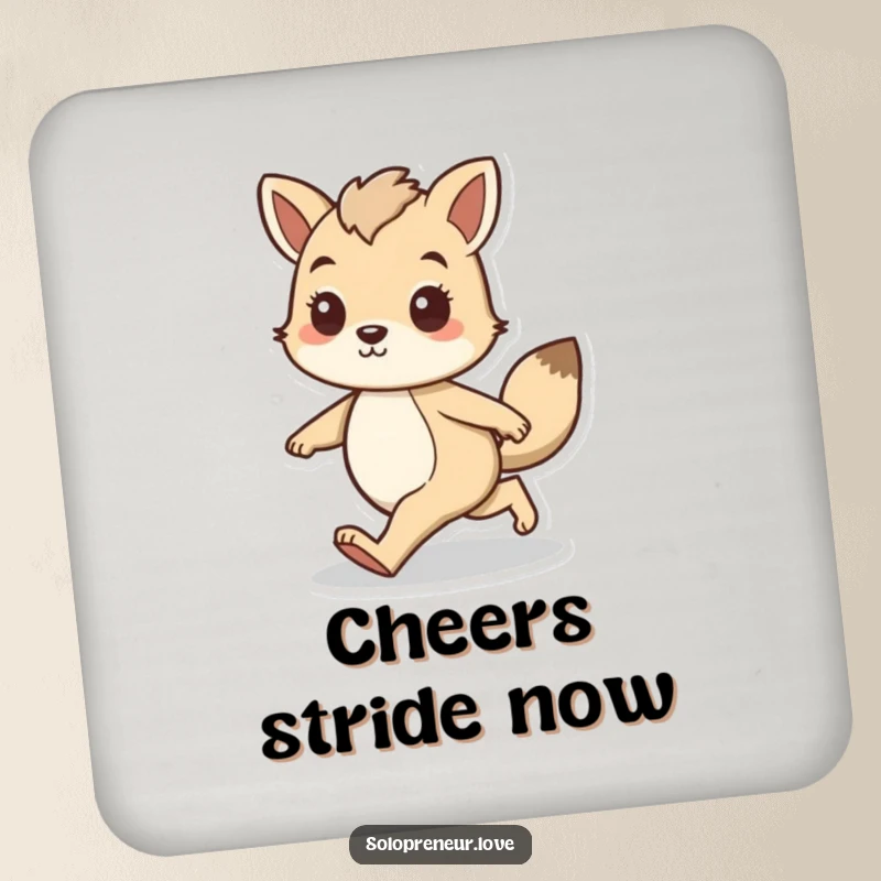 Funny drink coaster featuring an animal character walking forward with a confident stride, offering surface protection with a sense of purpose.