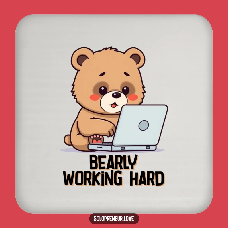 Funny Bear Cub Laptop Coasters: Protect Surfaces with Cub Determination!