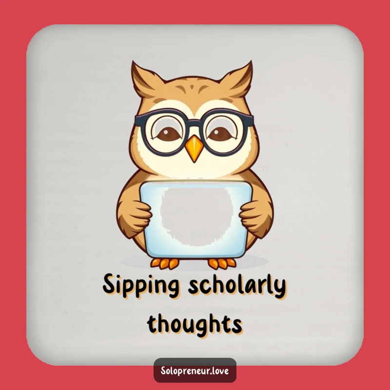Funny Owl Reading Coaster: Protect Surfaces with Wit - Ideal Funny Gift!