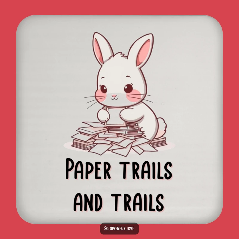 Funny Rabbit Paper Organizer Coaster: Hilarious Desk Protection for Your Drinks
