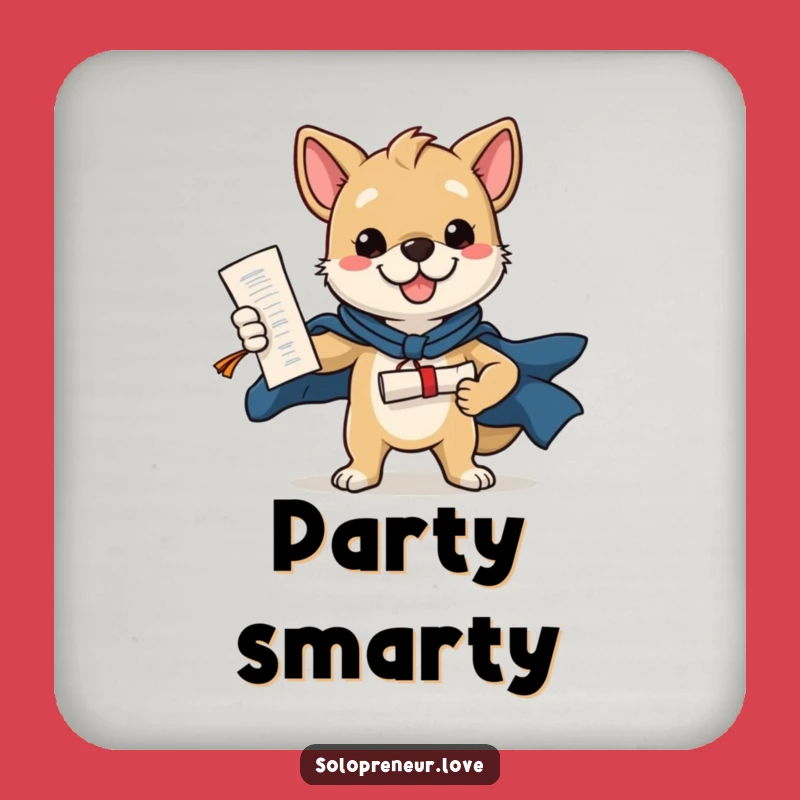 Funny Dog Drink Coaster: Protect Your Surfaces with Heroic Diploma Style