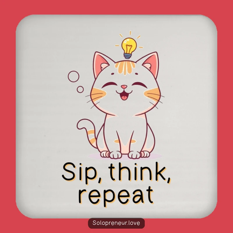 Funny Cat Lightbulb Coaster - Genius Decor, Gift Idea