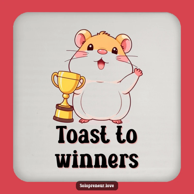 Funny Hamster Trophy Coasters: Beaming Champion Character - Protect Surfaces with Winning Style