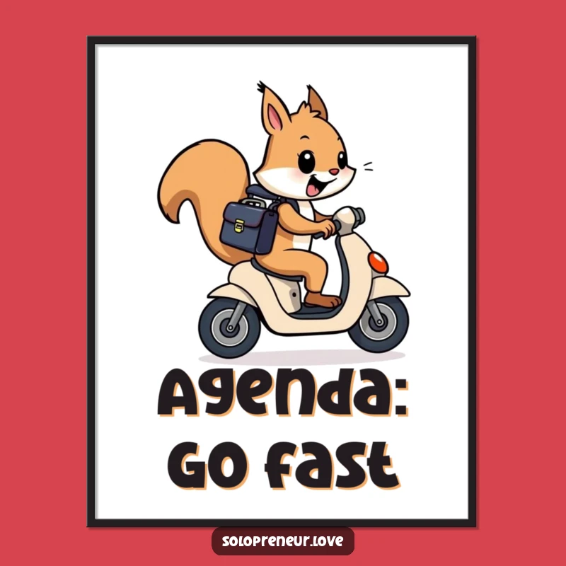 Funny Squirrel Scooter Poster: Cheerful Commuter Art - Unique Funny Gift!