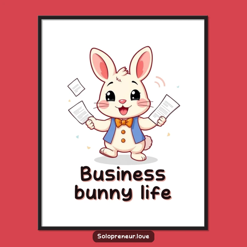 Funny Rabbit Juggling Poster: Cheerful Bunny Art for Your Office!