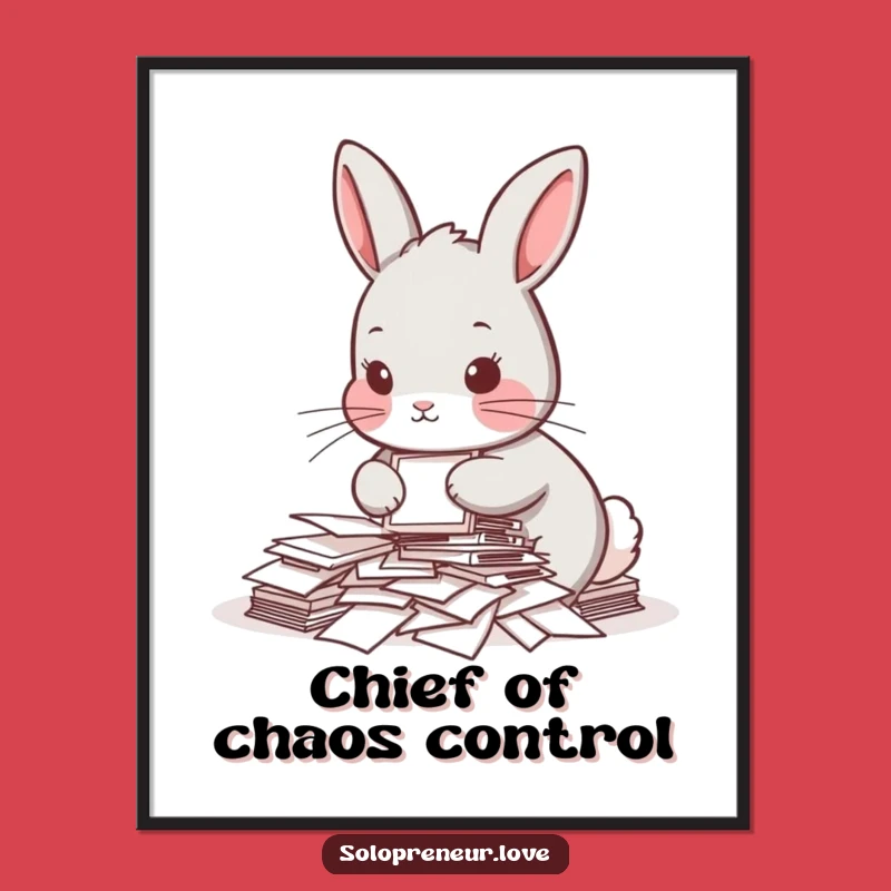 Funny Rabbit Paper Organizer Poster: Hilarious Wall Art for a Productive Vibe