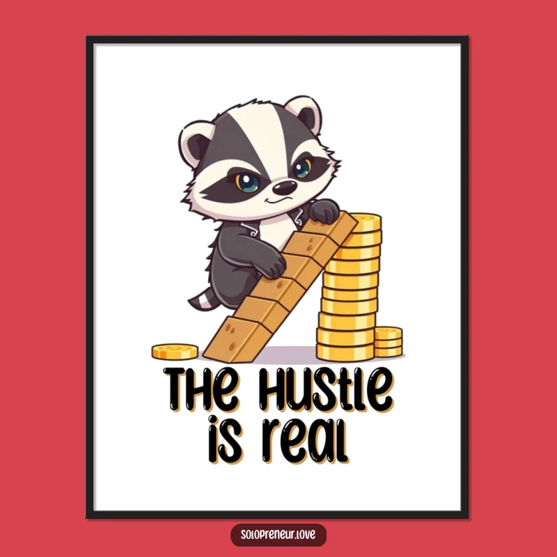 Funny Badger Coin Poster - Determined Art, Perfect Gift