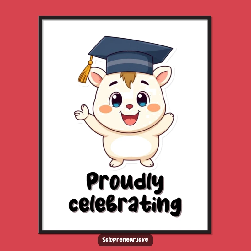 Funny Graduation Creature Poster: Grad Celebration, Cheerful Art, Wall Decor Funny Gift